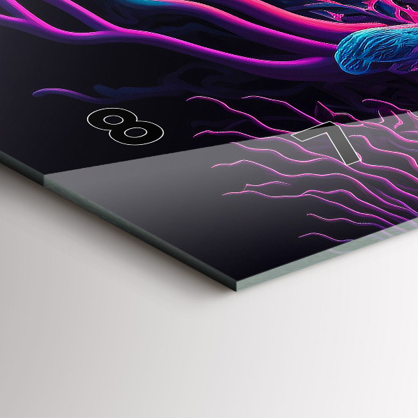 Ceas orizontale de perete din sticlă Ciuperci de neon