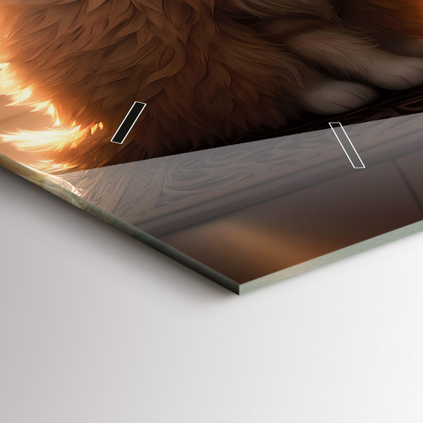 Ceas orizontale de perete din sticlă Patru pisoi la soare