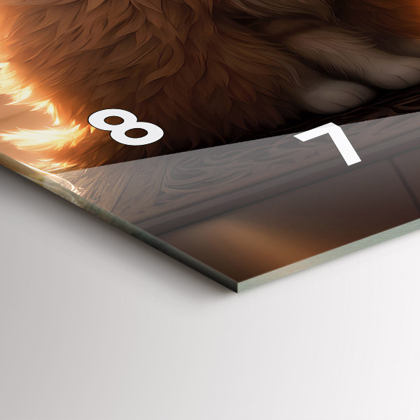 Ceas orizontale de perete din sticlă Patru pisoi la soare