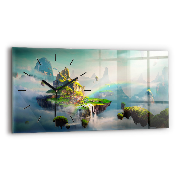 Ceas orizontale de perete din sticlă Scene fantastice în stil chinezesc
