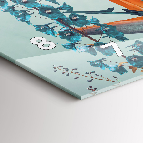 Ceas orizontale de perete din sticlă Femeie cu flori