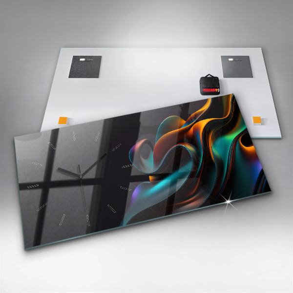 Ceas orizontale de perete din sticlă Val futurist