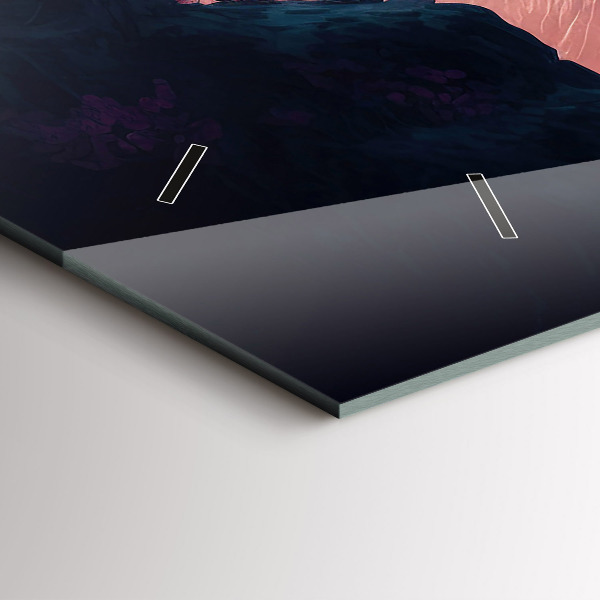 Ceas orizontale de perete din sticlă O pădure magică și un lanț de munți