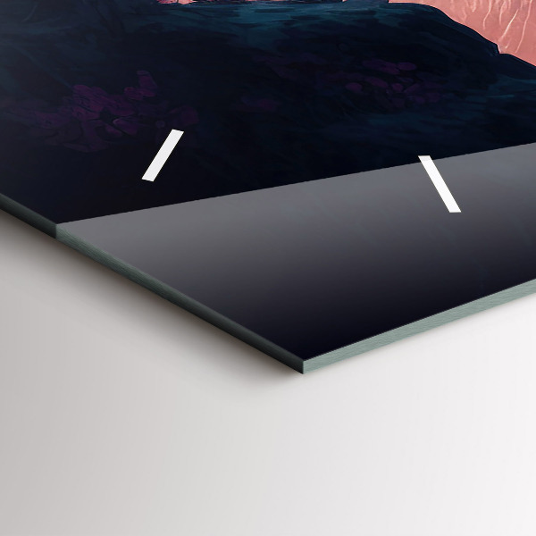 Ceas orizontale de perete din sticlă O pădure magică și un lanț de munți