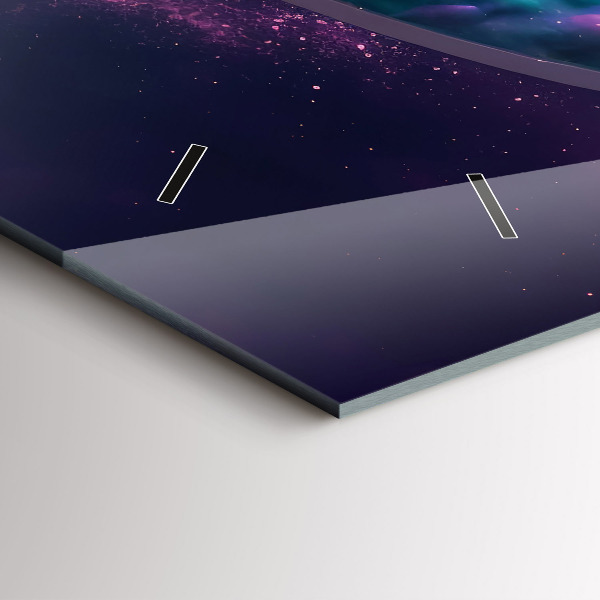 Ceas orizontale de perete din sticlă Cosmonaut nori colorați