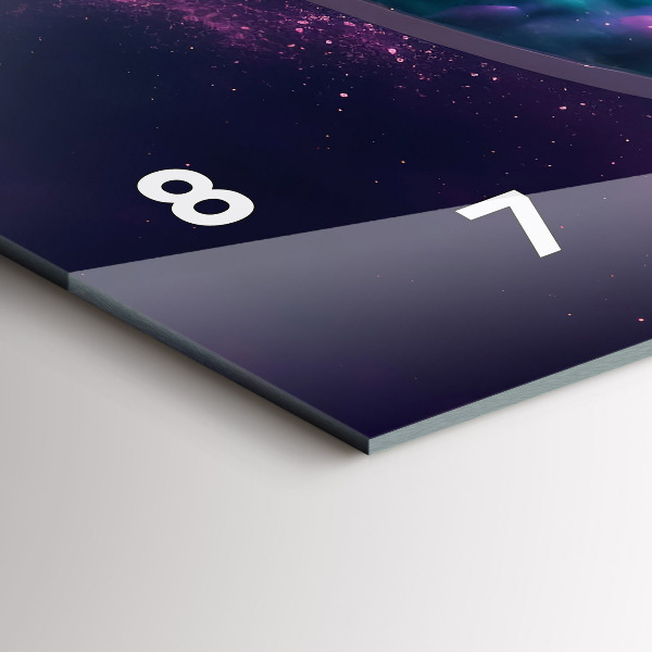 Ceas orizontale de perete din sticlă Cosmonaut nori colorați