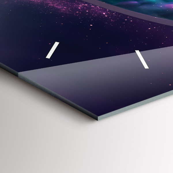 Ceas orizontale de perete din sticlă Cosmonaut nori colorați