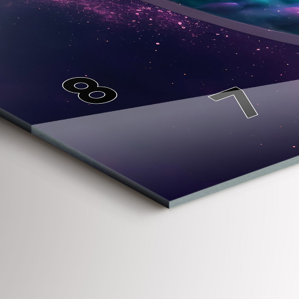 Ceas orizontale de perete din sticlă Cosmonaut nori colorați