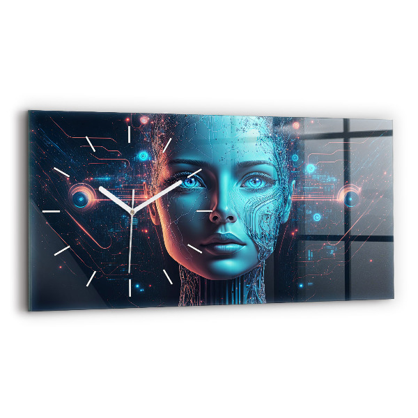 Ceas orizontale de perete din sticlă Inteligenţă artificială