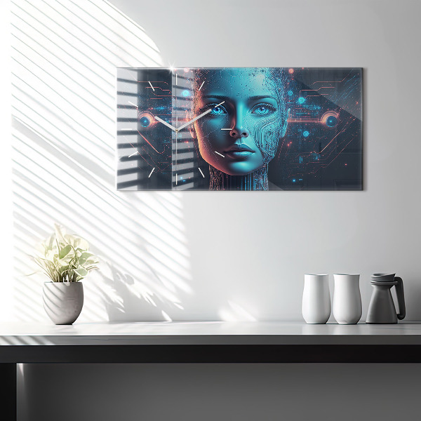 Ceas orizontale de perete din sticlă Inteligenţă artificială