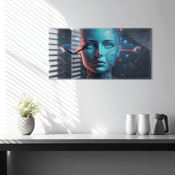 Ceas orizontale de perete din sticlă Inteligenţă artificială