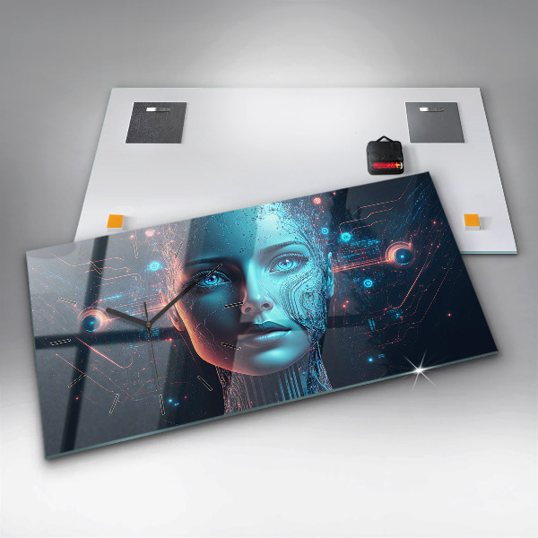 Ceas orizontale de perete din sticlă Inteligenţă artificială