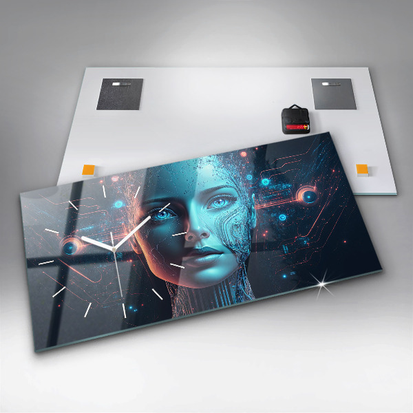 Ceas orizontale de perete din sticlă Inteligenţă artificială