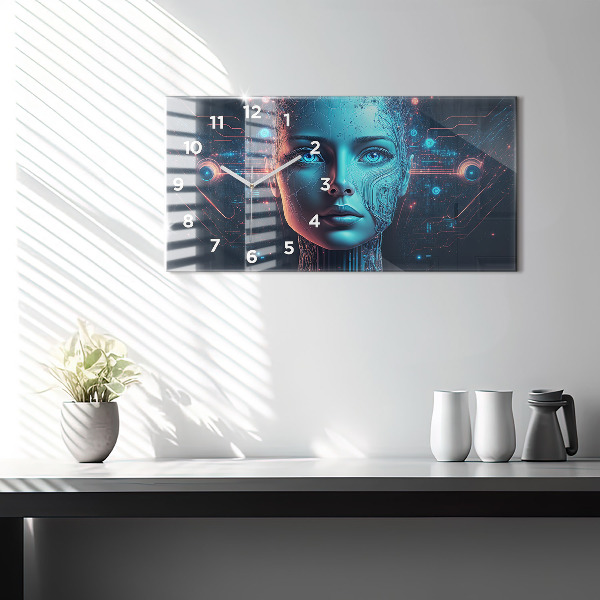 Ceas orizontale de perete din sticlă Inteligenţă artificială