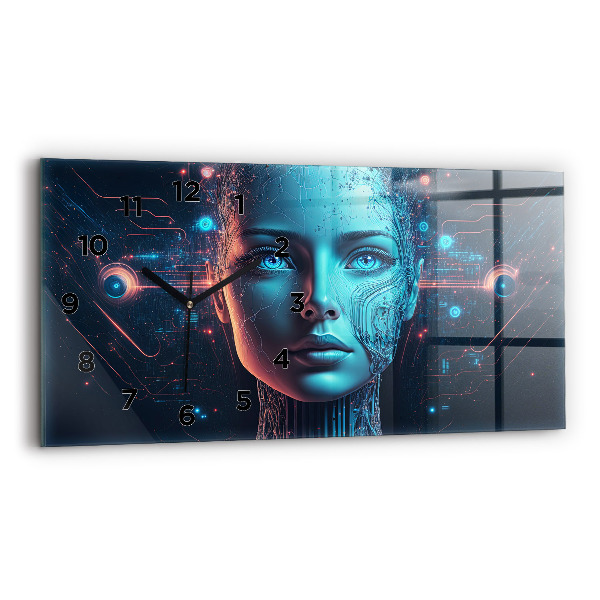 Ceas orizontale de perete din sticlă Inteligenţă artificială