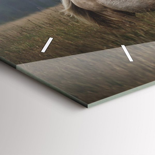 Ceas orizontale de perete din sticlă Caii în galop