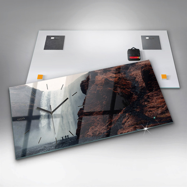 Ceas orizontale de perete din sticlă Cascada Islanda Peisaj