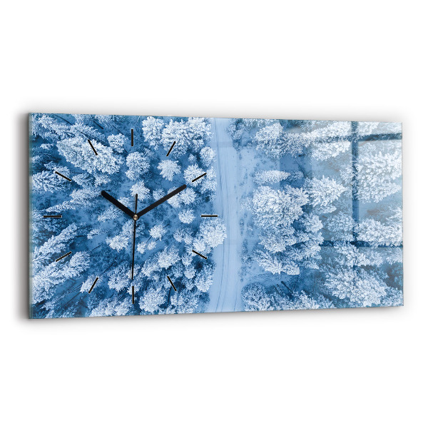 Ceas orizontale de perete din sticlă Pădure din vedere de pasăre