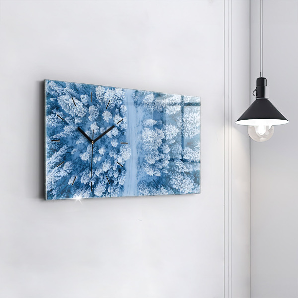 Ceas orizontale de perete din sticlă Pădure din vedere de pasăre