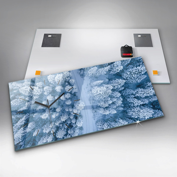 Ceas orizontale de perete din sticlă Pădure din vedere de pasăre