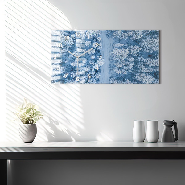 Ceas orizontale de perete din sticlă Pădure din vedere de pasăre