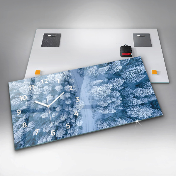 Ceas orizontale de perete din sticlă Pădure din vedere de pasăre