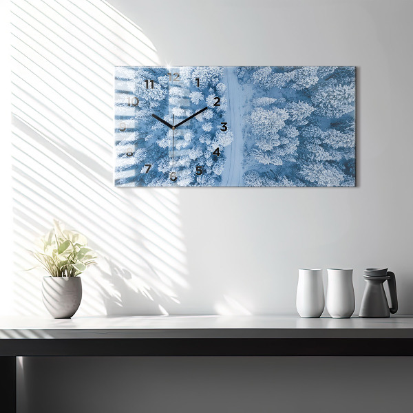 Ceas orizontale de perete din sticlă Pădure din vedere de pasăre