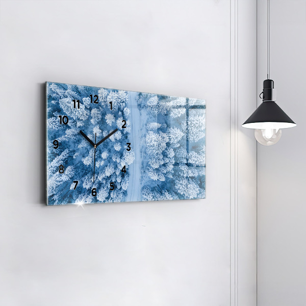 Ceas orizontale de perete din sticlă Pădure din vedere de pasăre