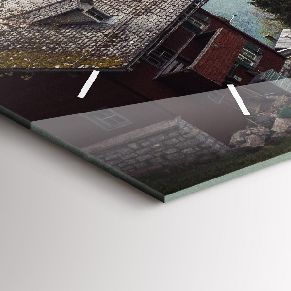 Ceas orizontale de perete din sticlă Vedere la munte