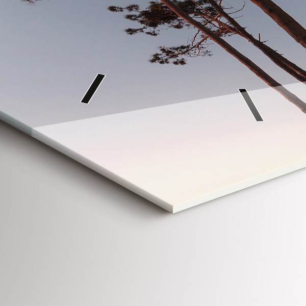 Ceas orizontale de perete din sticlă Semiluna și copaci