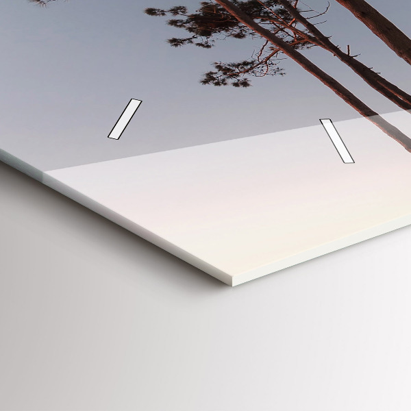 Ceas orizontale de perete din sticlă Semiluna și copaci