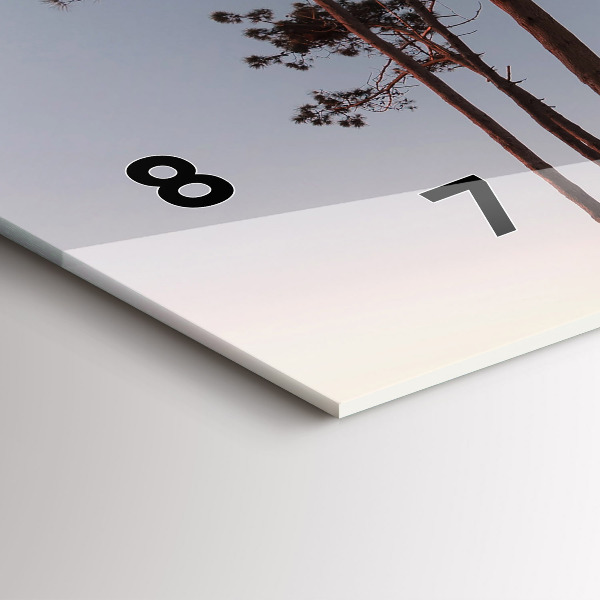 Ceas orizontale de perete din sticlă Semiluna și copaci