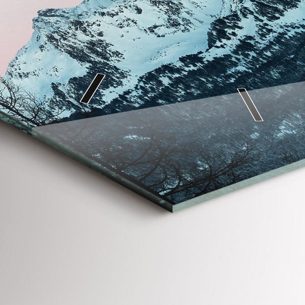 Ceas orizontale de perete din sticlă Lanț muntos iarna