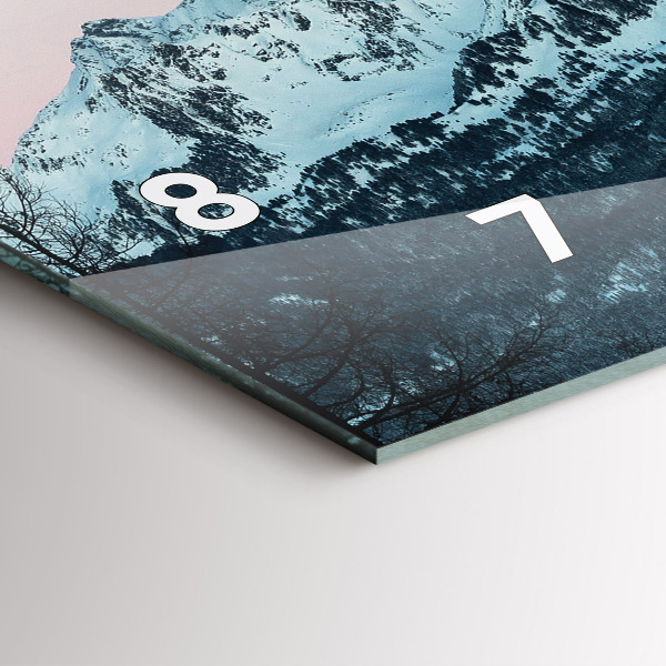 Ceas orizontale de perete din sticlă Lanț muntos iarna