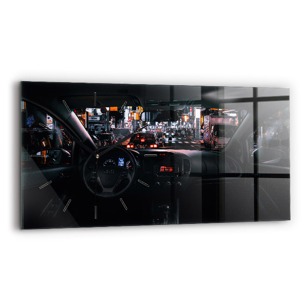 Ceas orizontale de perete din sticlă Mașină în Tokyo