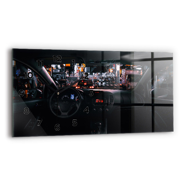 Ceas orizontale de perete din sticlă Mașină în Tokyo