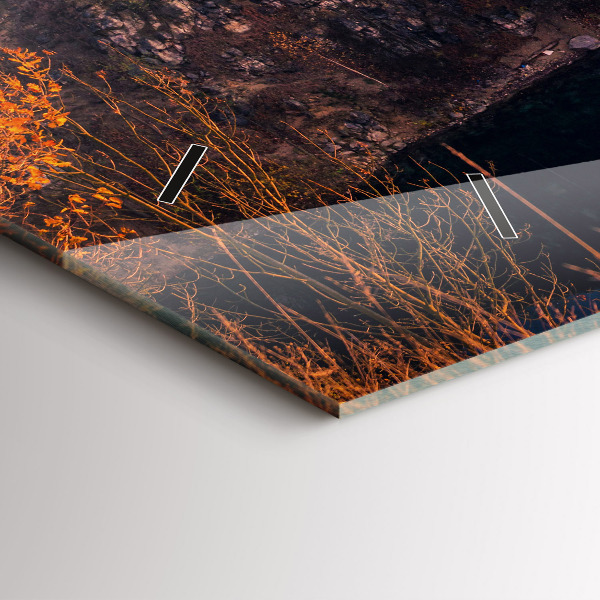 Ceas orizontale de perete din sticlă Cracovia, Lacul Zakrzówek, toamna