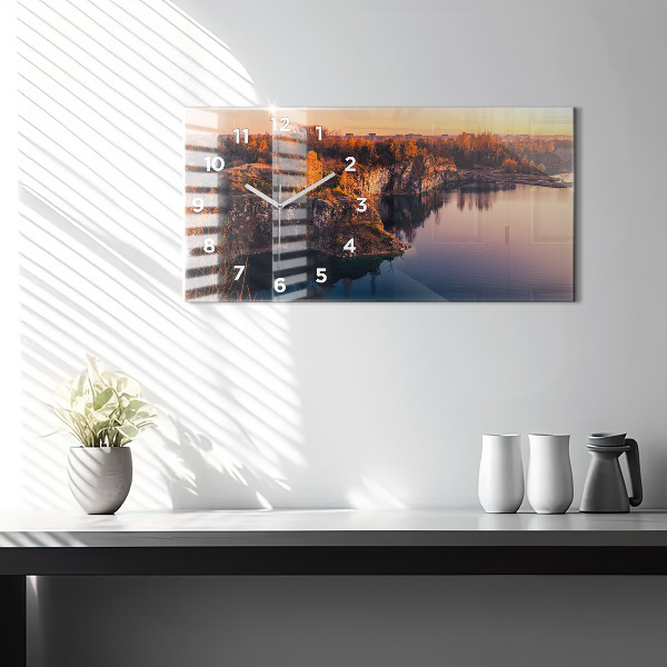 Ceas orizontale de perete din sticlă Cracovia, Lacul Zakrzówek, toamna