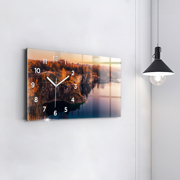Ceas orizontale de perete din sticlă Cracovia, Lacul Zakrzówek, toamna