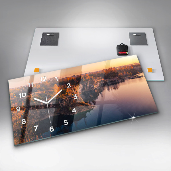 Ceas orizontale de perete din sticlă Cracovia, Lacul Zakrzówek, toamna