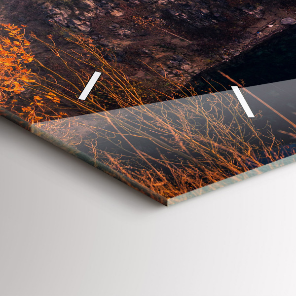 Ceas orizontale de perete din sticlă Cracovia, Lacul Zakrzówek, toamna