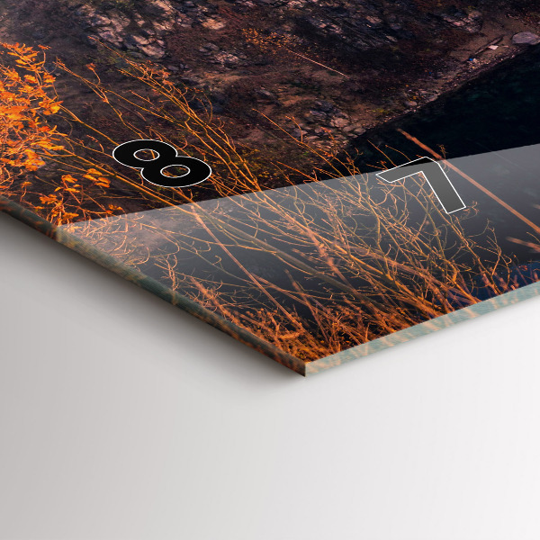 Ceas orizontale de perete din sticlă Cracovia, Lacul Zakrzówek, toamna