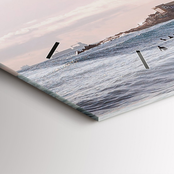 Ceas orizontale de perete din sticlă Barcelona Surfer