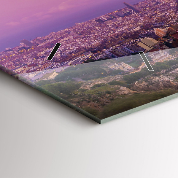 Ceas orizontale de perete din sticlă Barcelona Bunkers El Carmel