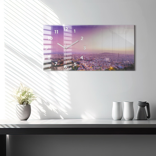 Ceas orizontale de perete din sticlă Barcelona Bunkers El Carmel