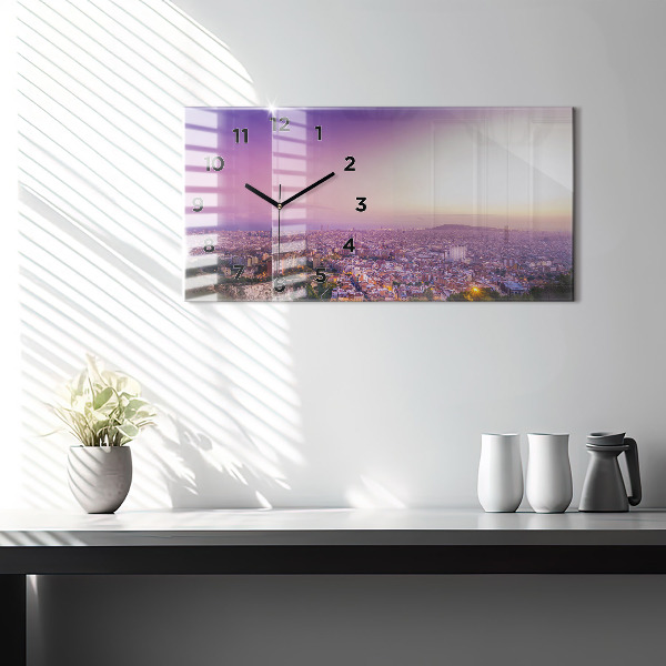 Ceas orizontale de perete din sticlă Barcelona Bunkers El Carmel