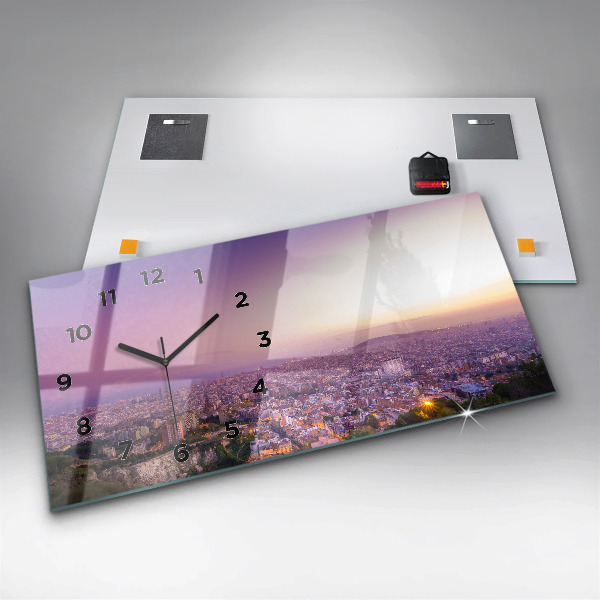 Ceas orizontale de perete din sticlă Barcelona Bunkers El Carmel