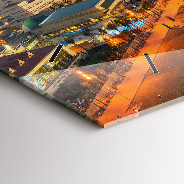 Ceas orizontale de perete din sticlă Plaja din Barcelona