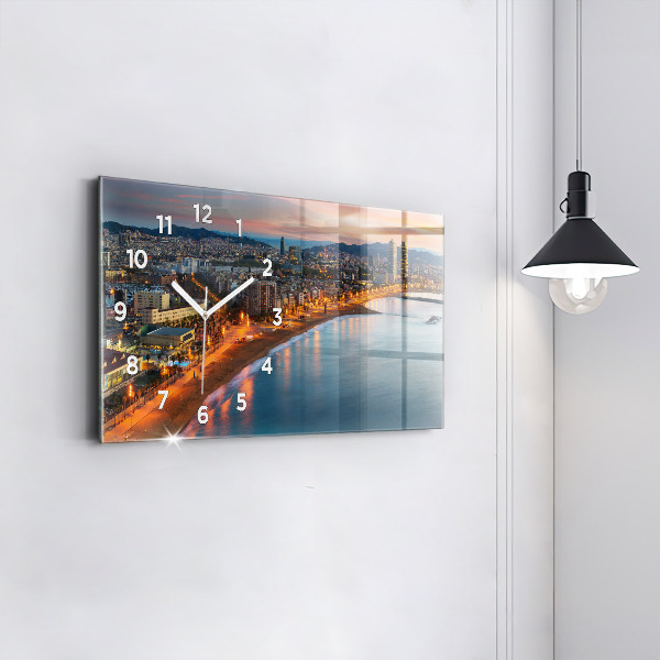 Ceas orizontale de perete din sticlă Plaja din Barcelona