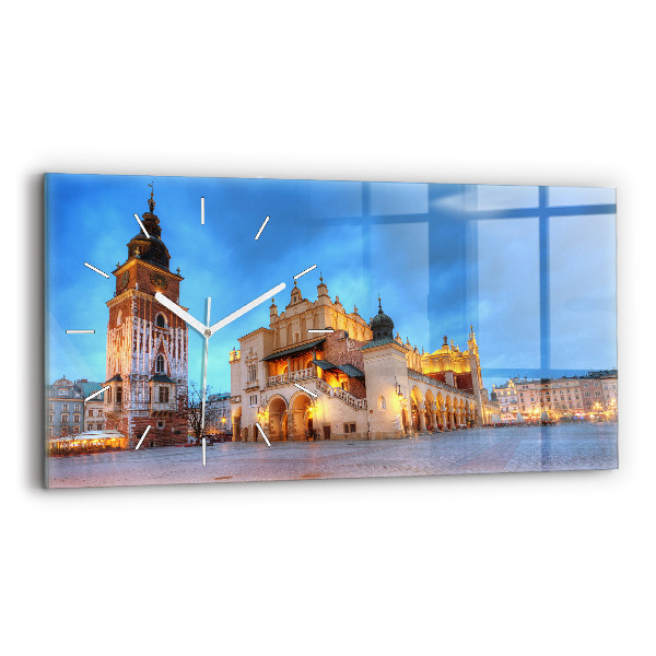 Ceas orizontale de perete din sticlă Piața principală din Cracovia